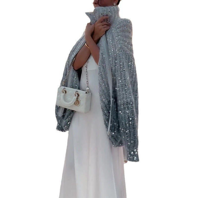 Pull Zippé Élégance Brillante à Sequins