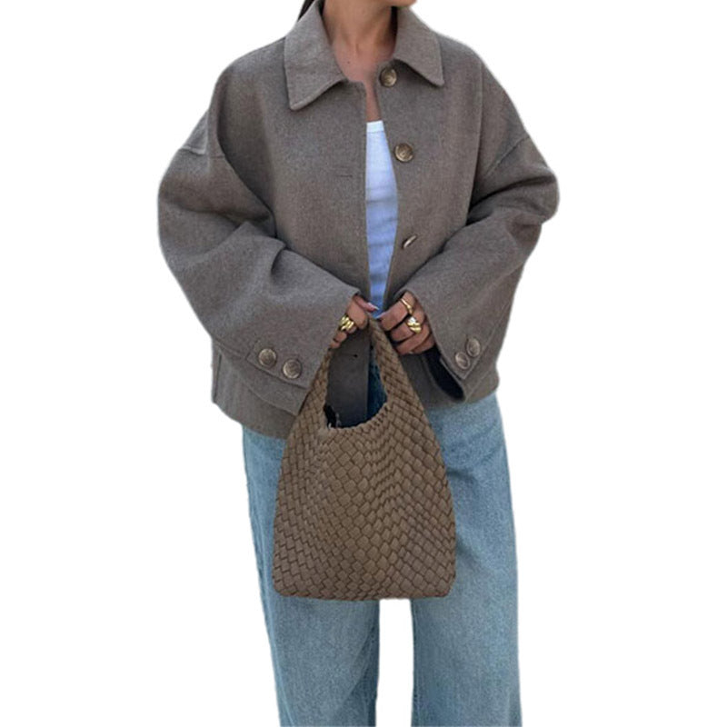 Manteau court décontracté à col polo