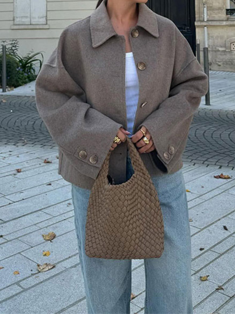 Manteau court décontracté à col polo