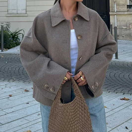 Manteau court décontracté à col polo